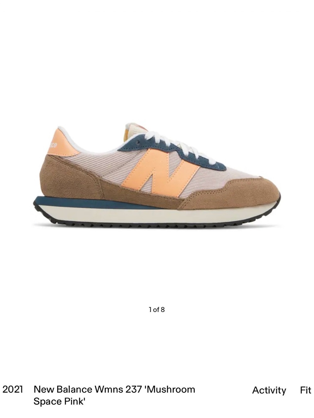 New Balance Women's 237 Retro Runner in Peach, Navy & Brown